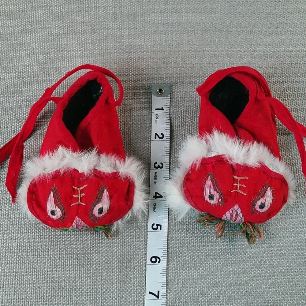 Vintage Handmade Traditional Chinese Baby Shoes 3 Pairs Folk Art Embroidered